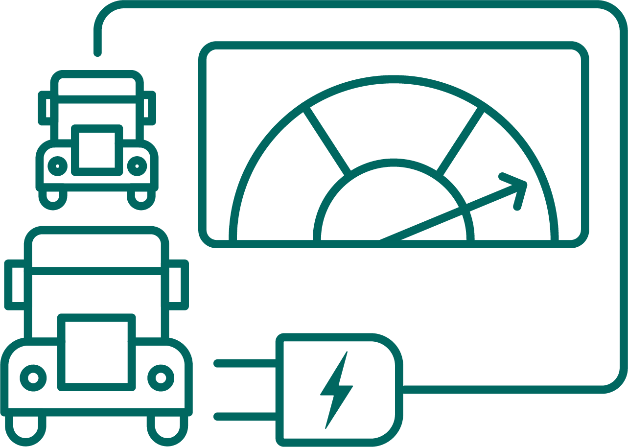 graphic representing 2 electric semitrucks