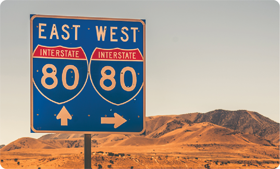 Road sign showing directions to East I-80 or West I-80