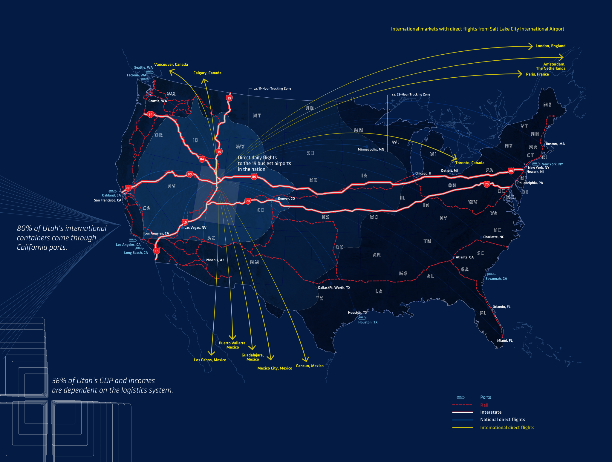 Screenshot of Utah global connections map